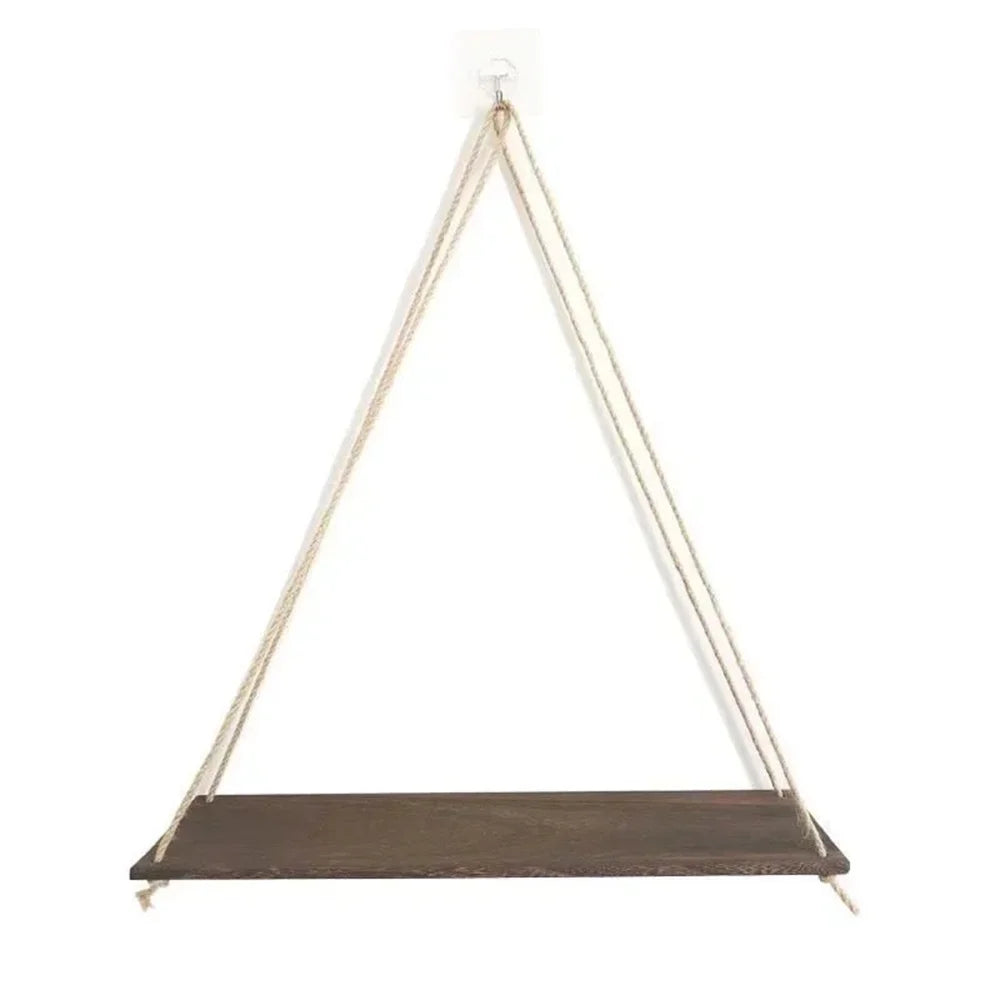 Wood Hanging Shelve Swing Hanging Hemp Rope Wall Shelve