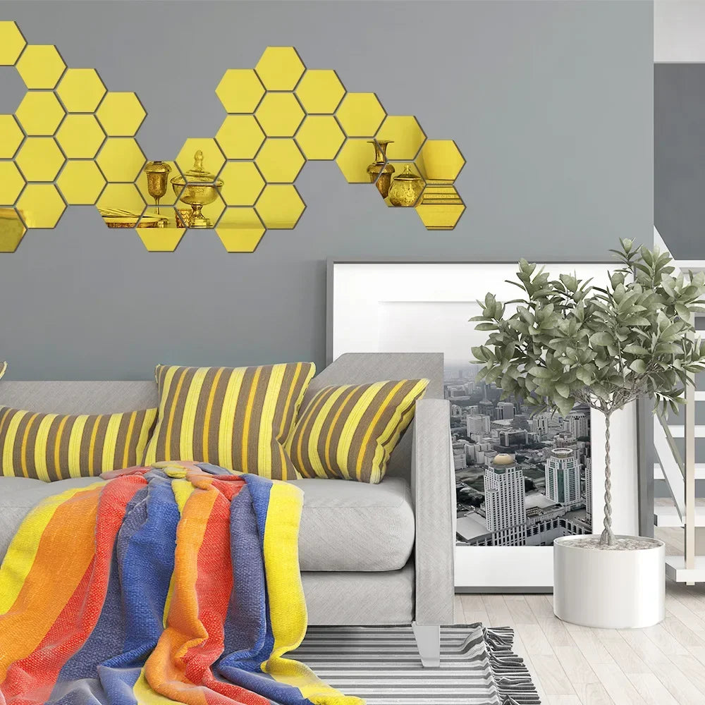 Hexagon Mirror Wall Home Decor