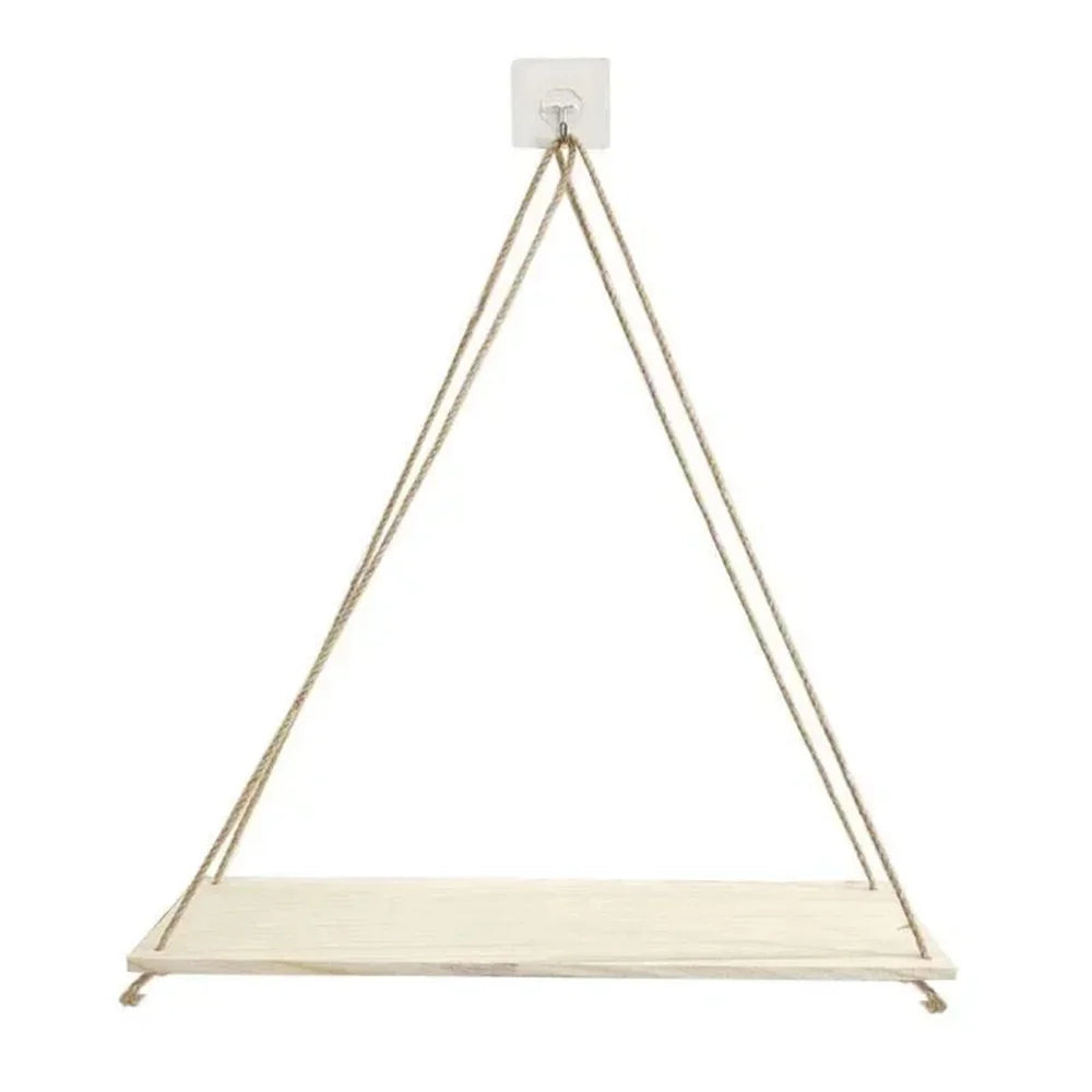 Wood Hanging Shelve Swing Hanging Hemp Rope Wall Shelve