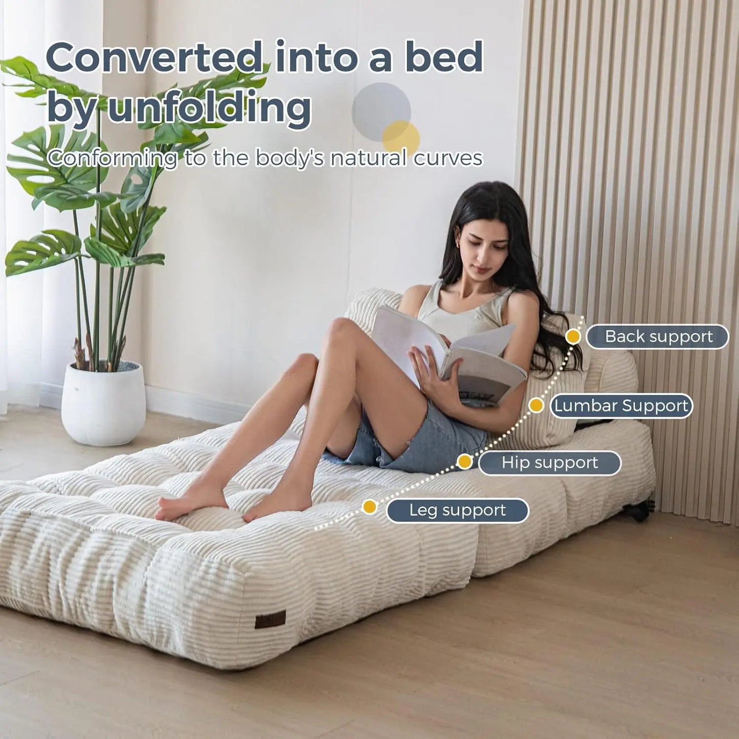 Convertible Sleeper Chair with Pillow Foldable Matress