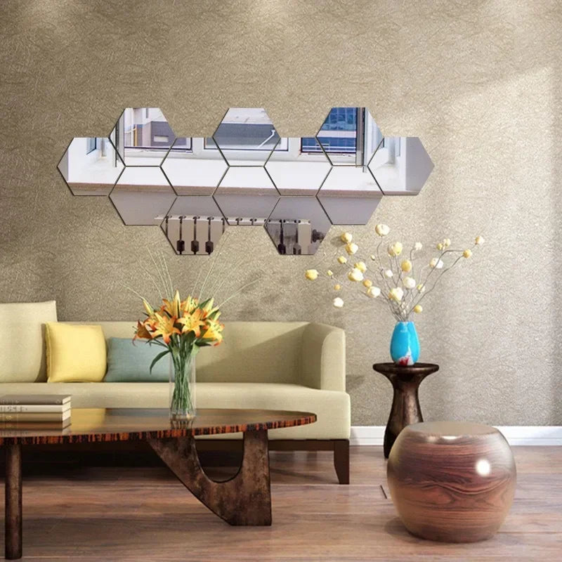 Hexagon Mirror Wall Home Decor