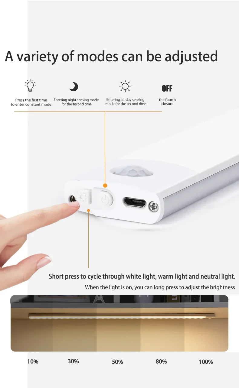 3 in 1 Under Cabinet Lights LED Motion Sensor Light