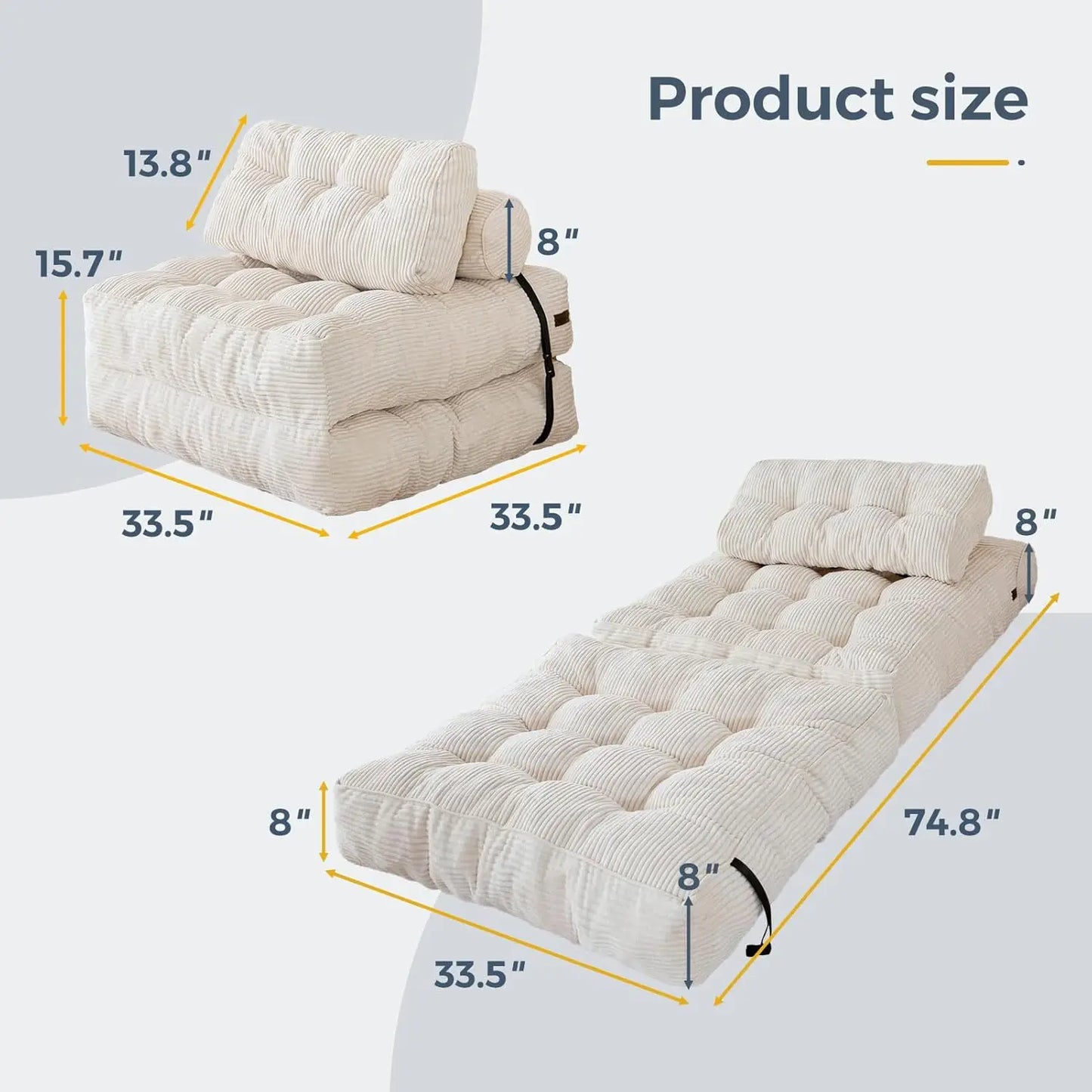 Convertible Sleeper Chair with Pillow Foldable Matress