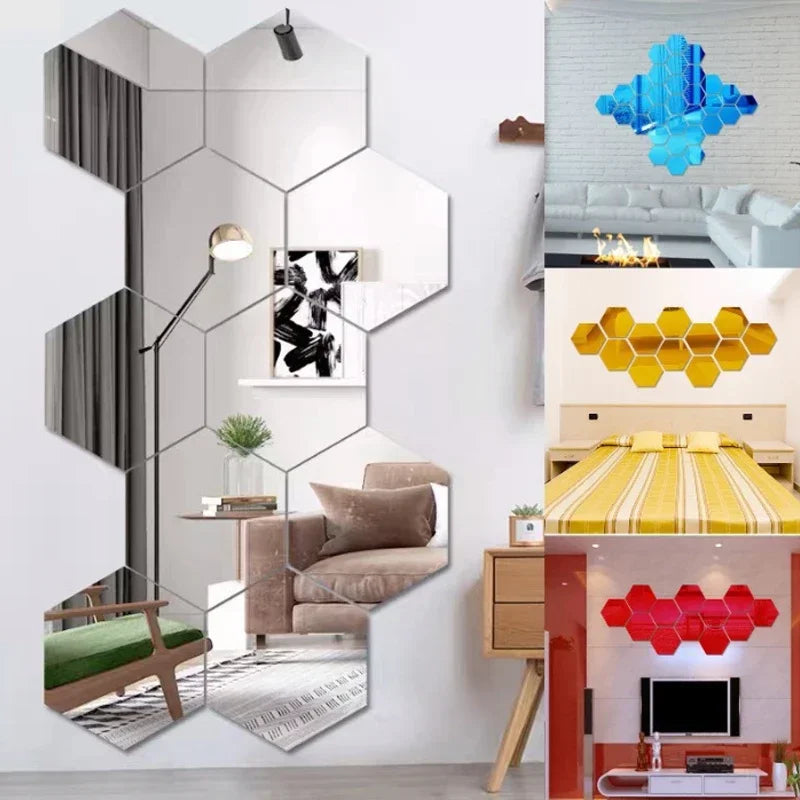 Hexagon Mirror Wall Home Decor