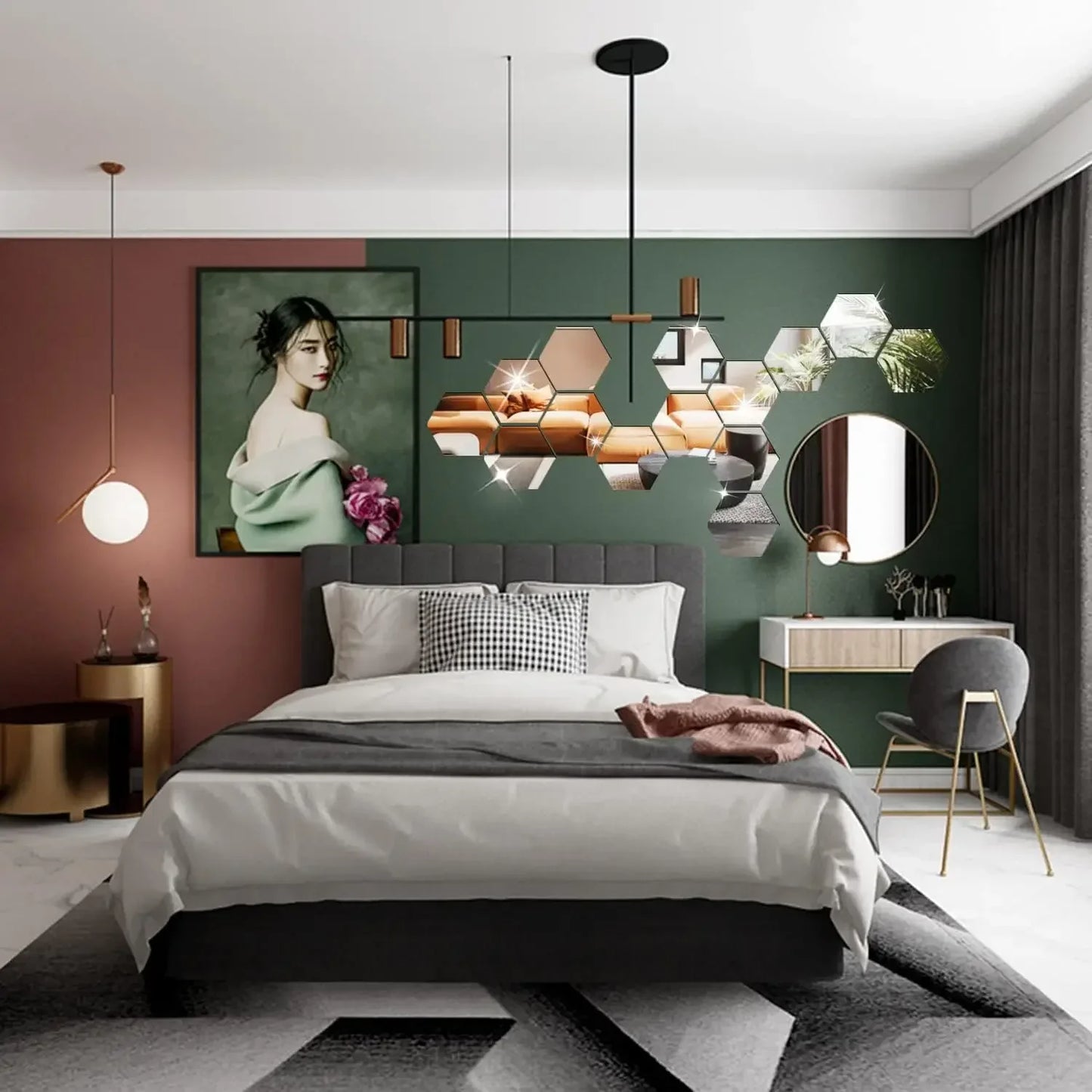 Hexagon Mirror Wall Home Decor