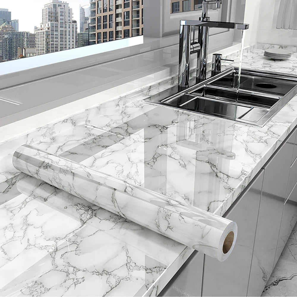 Marble Kitchen Oil-Proof Film Stove Waterproof Self-Adhesive Wallpaper countertop