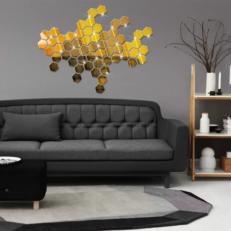 Hexagon Mirror Wall Home Decor