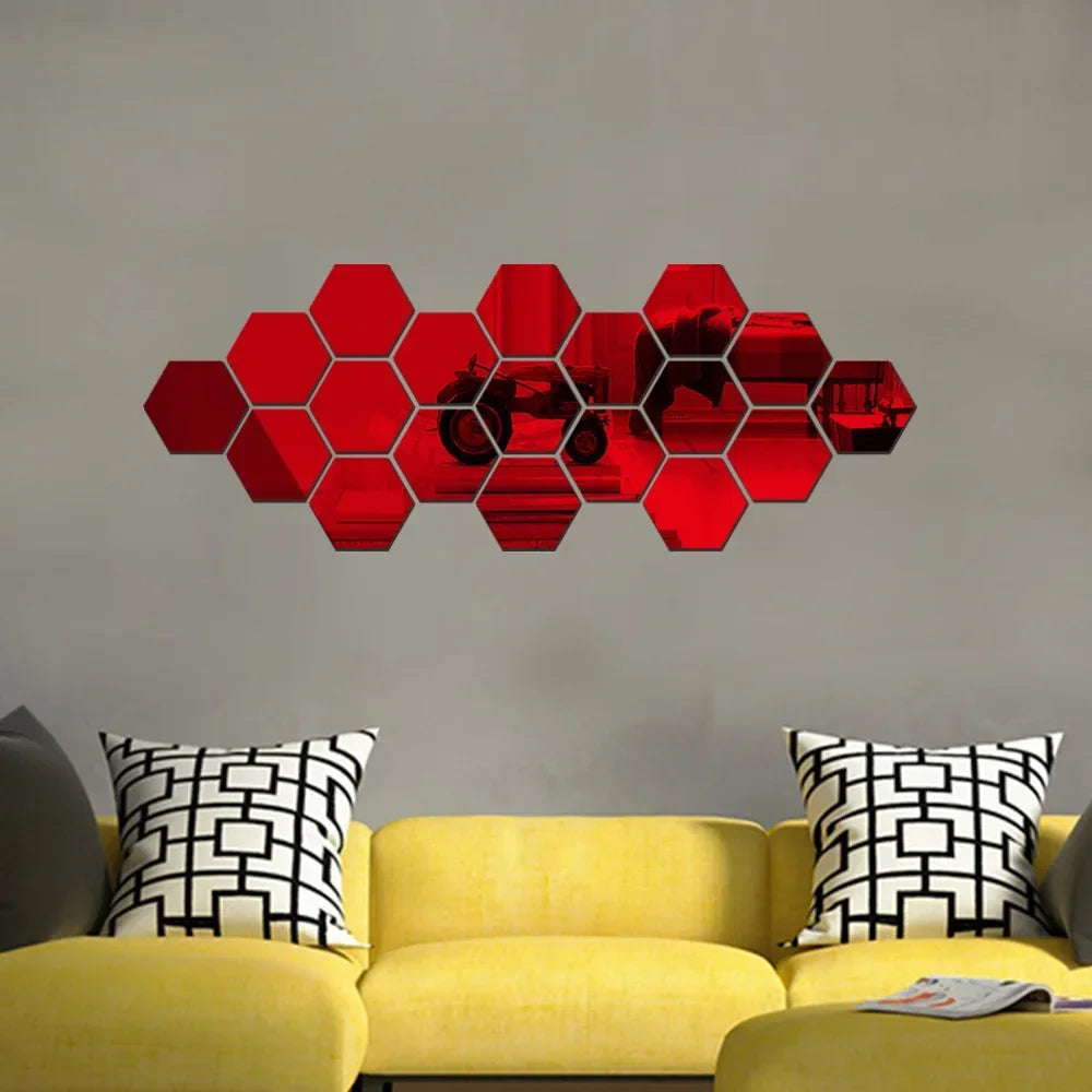 Hexagon Mirror Wall Home Decor