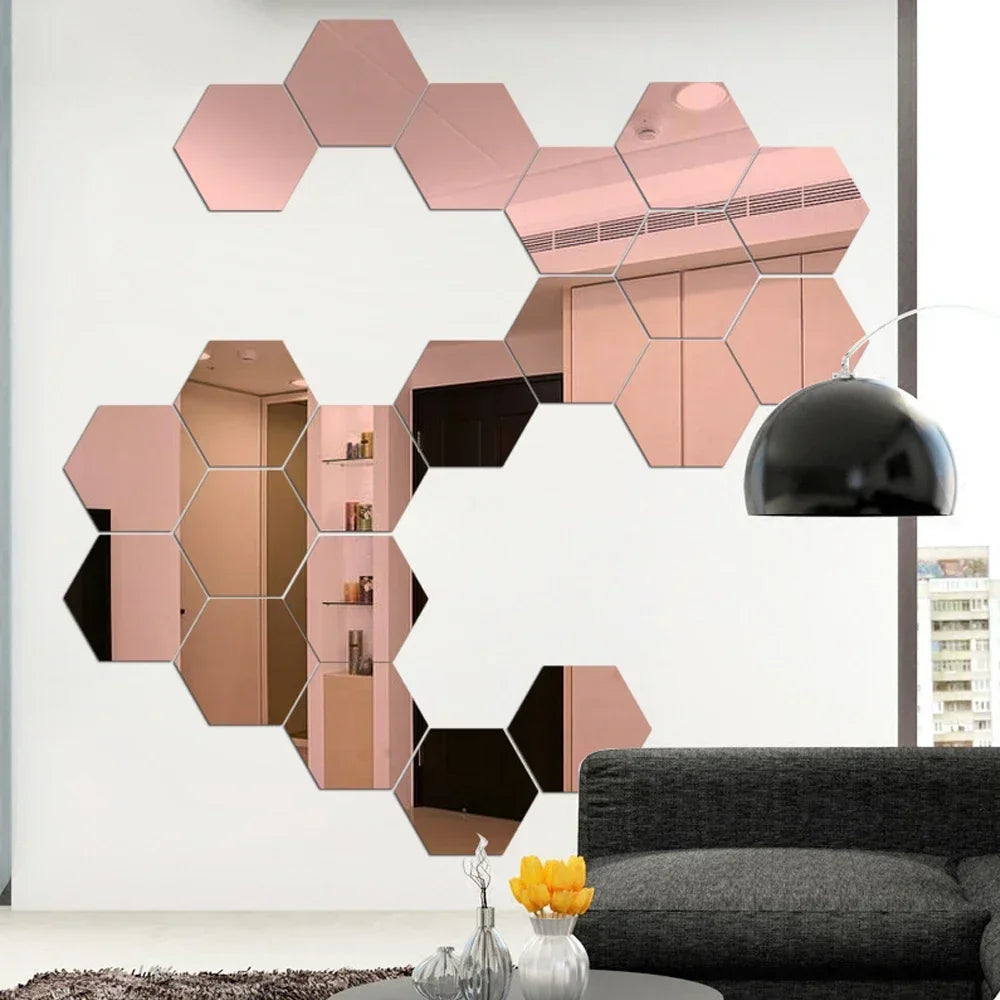 Hexagon Mirror Wall Home Decor