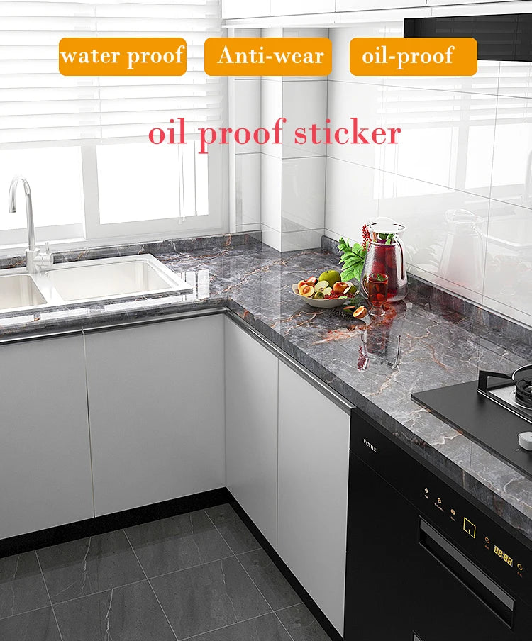 Marble Kitchen Oil-Proof Film Stove Waterproof Self-Adhesive Wallpaper countertop