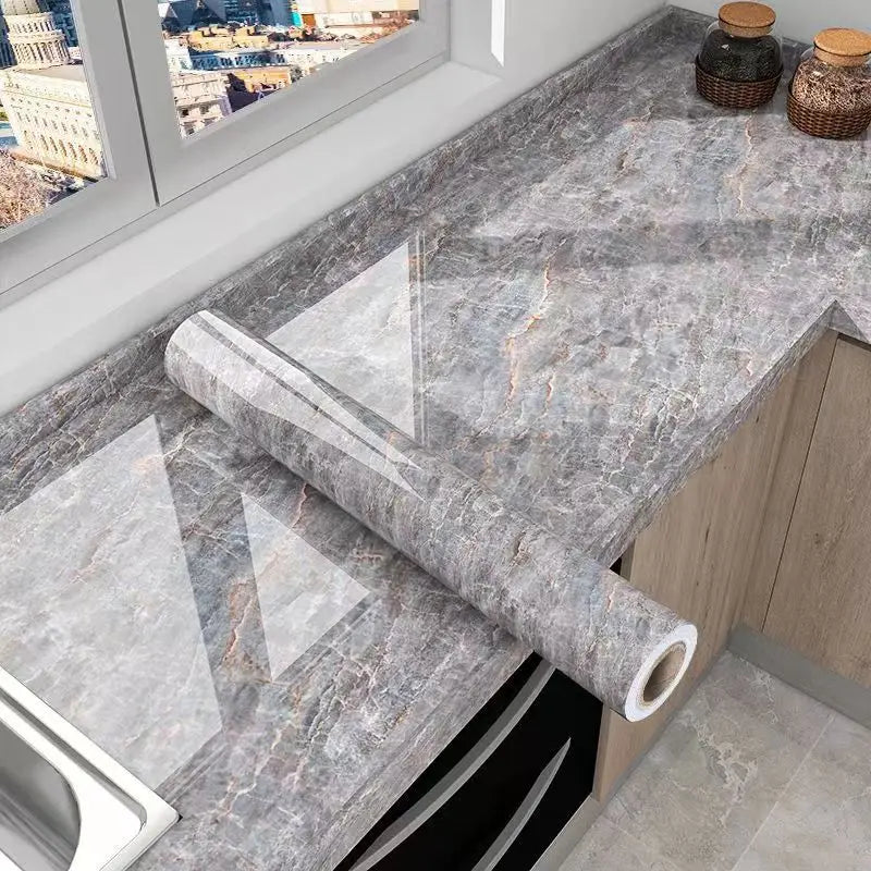 Marble Kitchen Oil-Proof Film Stove Waterproof Self-Adhesive Wallpaper countertop