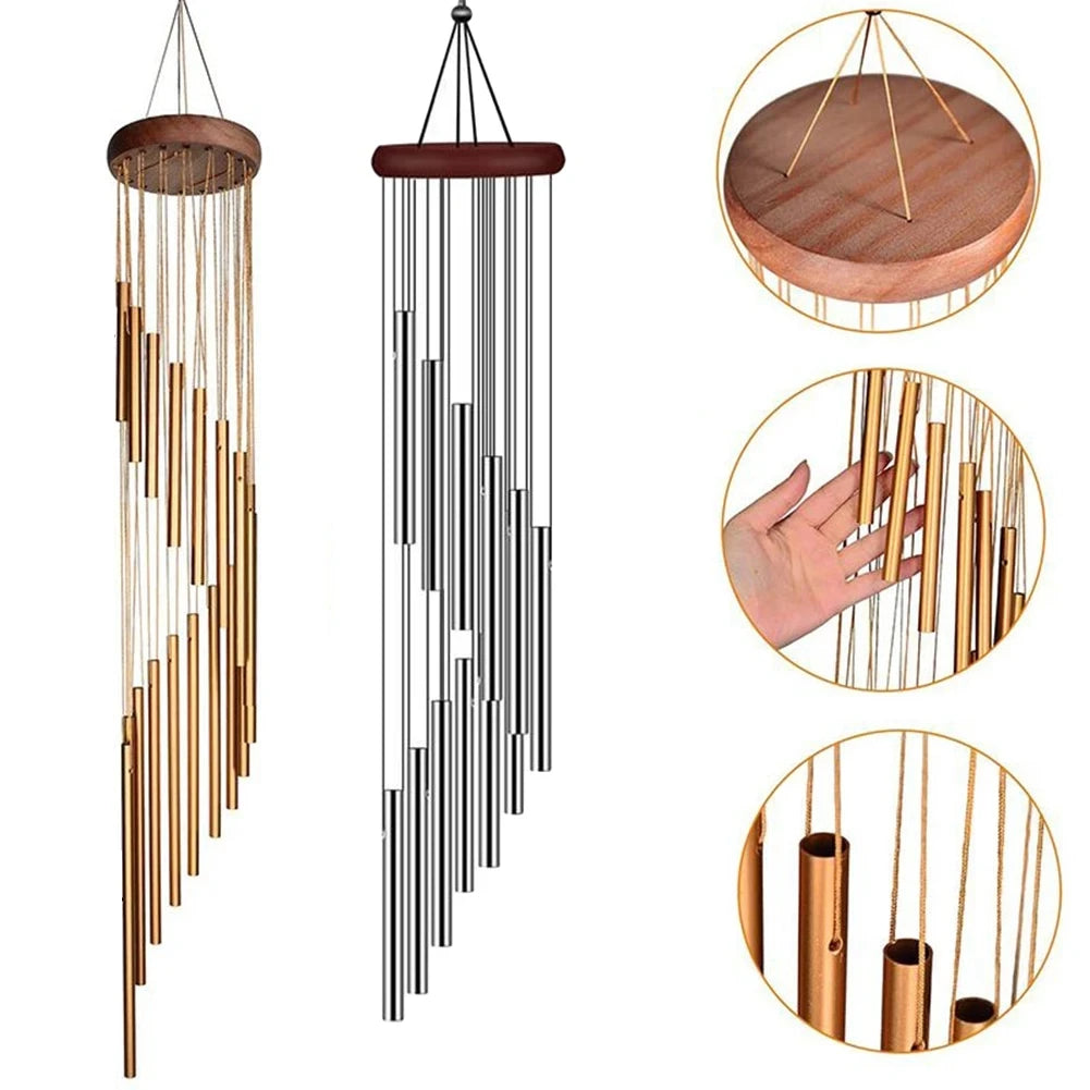 Aluminum Alloy Wind Chimes with Hook Gold/silver Bells for Outside