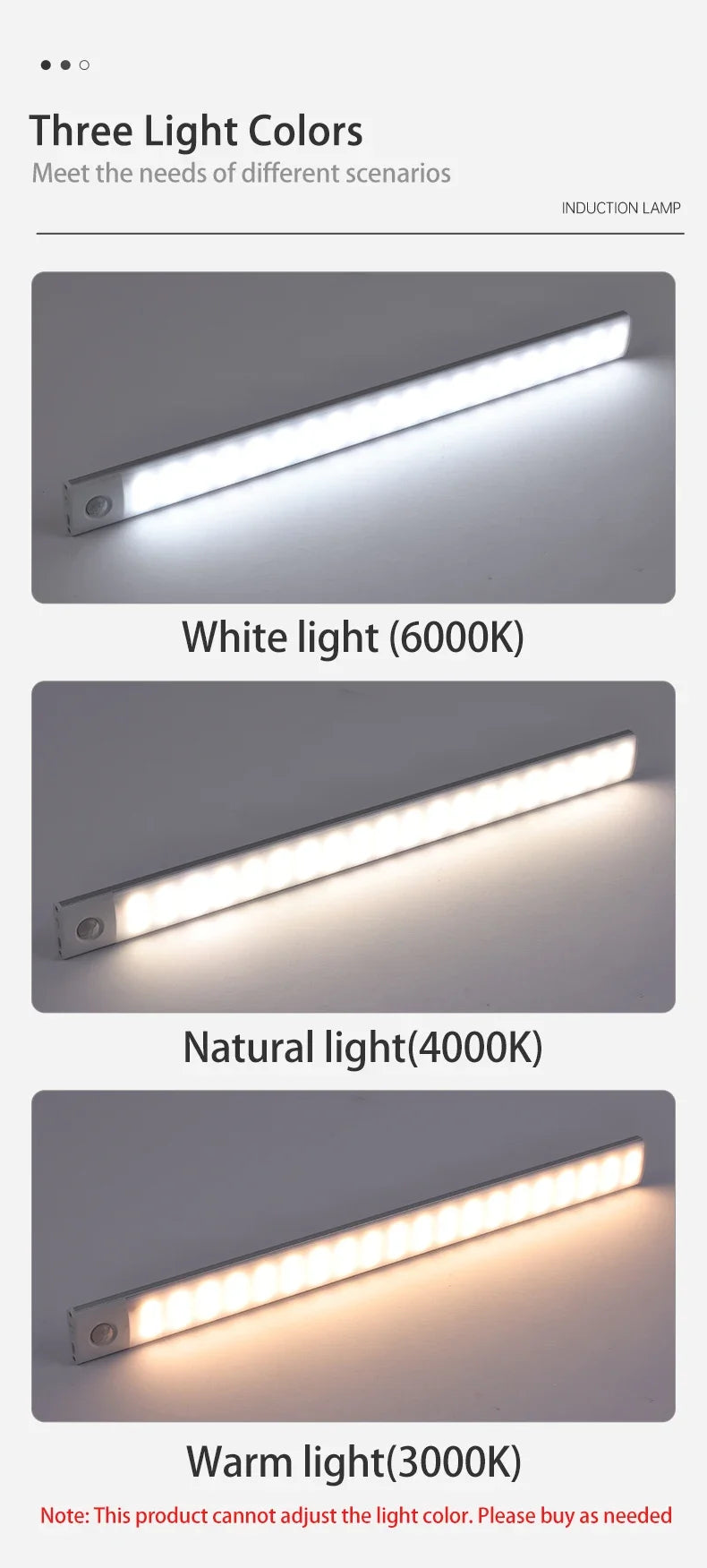 3 in 1 Under Cabinet Lights LED Motion Sensor Light
